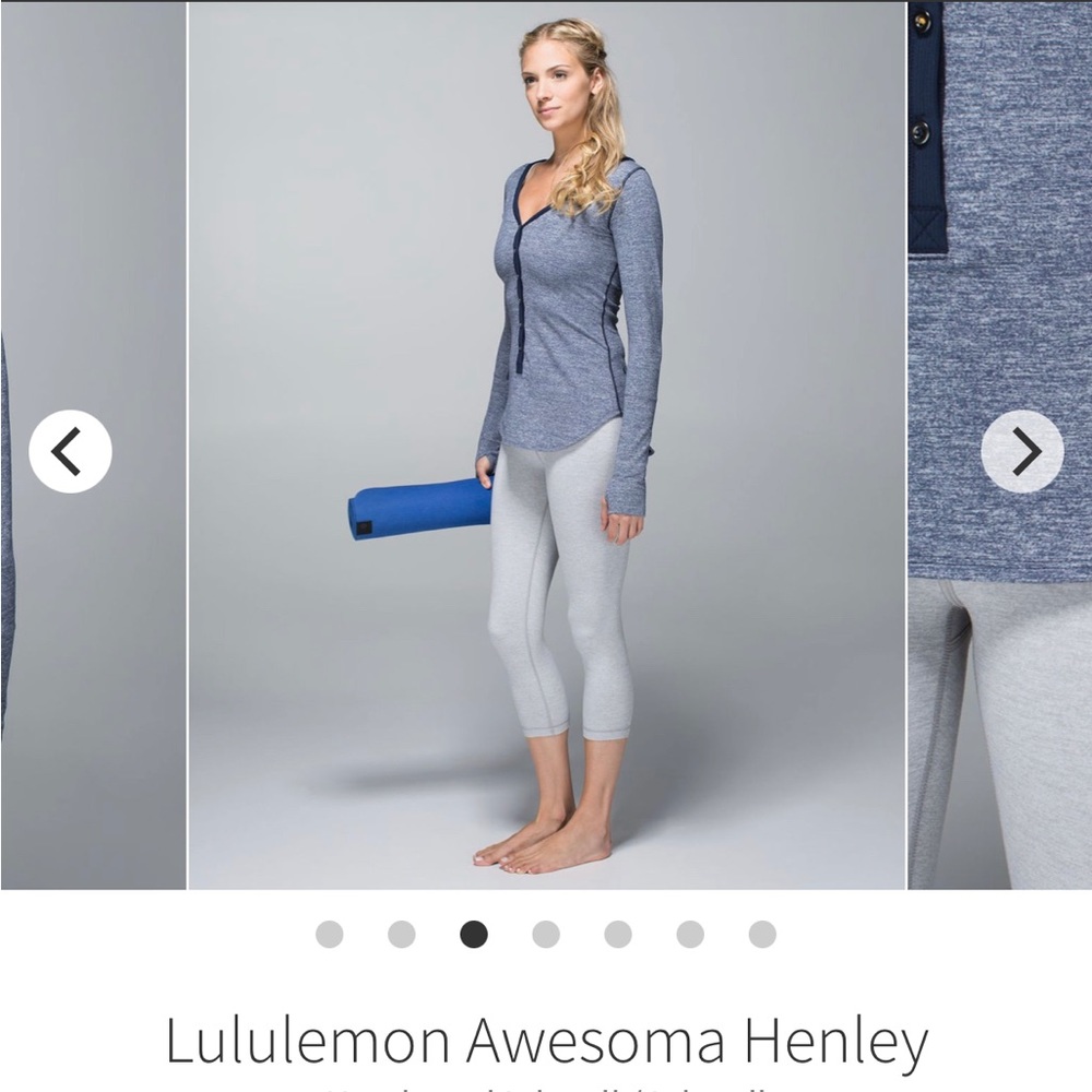 Awesoma Henley lululemon size 4/6 long sleeve tunic heathered navy blue EUC.